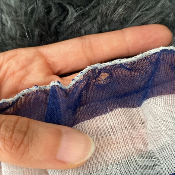 Sheer white and navy striped scarf - Picture 13 of 17